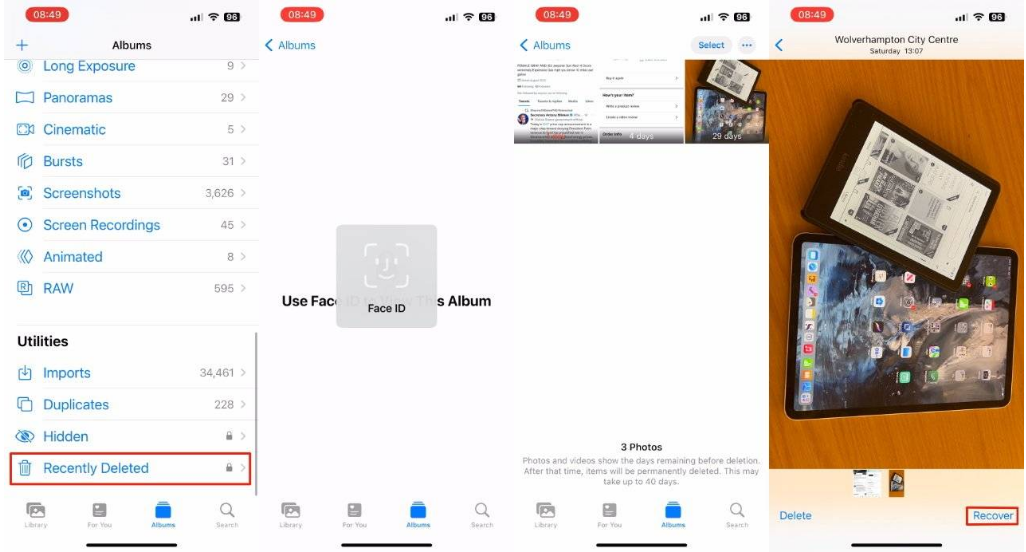 陈场镇苹果14维修分享 iPhone14 上恢复已删除的照片 