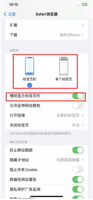 陈场镇苹果手机维修分享Safari浏览器如何切换标签栏位置 